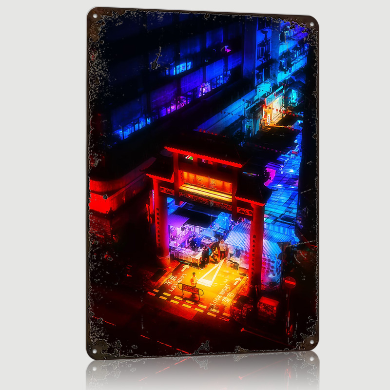 Retro Gaming Market - 홍콩 블루 마켓 포스터 맞춤형 빈티지