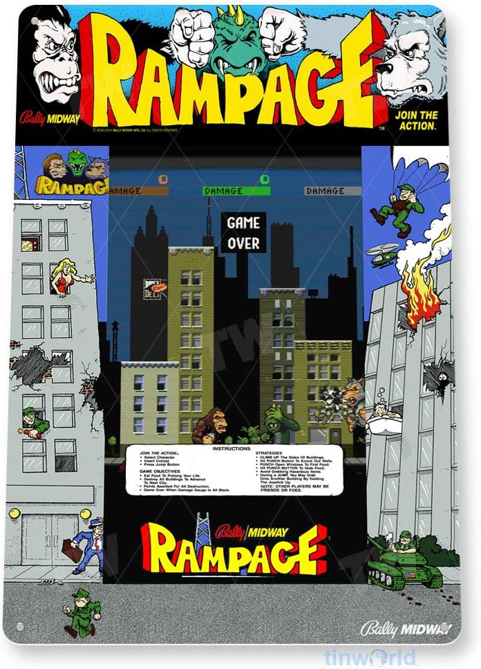 Retro Gaming Shops - TIN SIGN Rampage Arcade Sign 게임룸