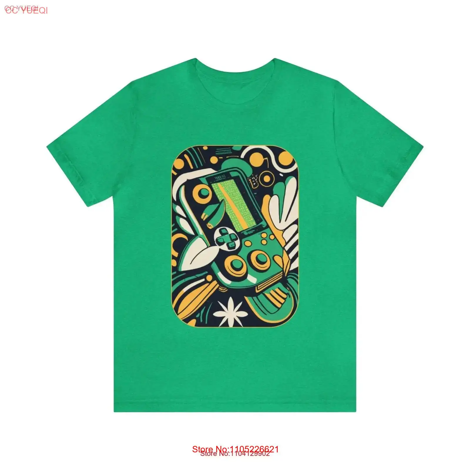 Retro Gaming Jersey - 잎이 많은 녹색 저지 티셔츠 레트로