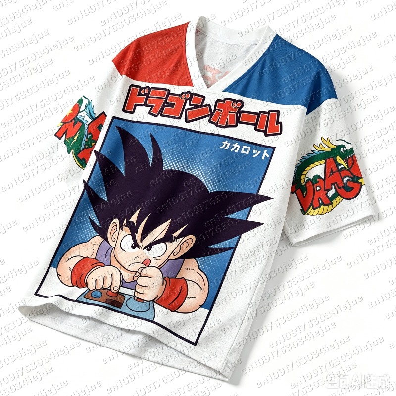 Retro Gaming Jersey - 드래곤볼 키드 고쿠 레트로 게임 V넥