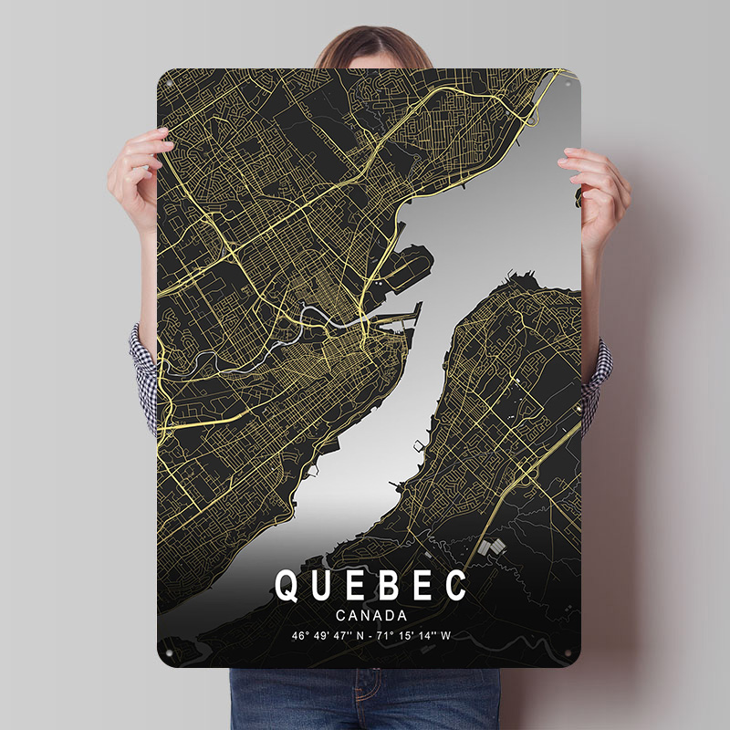 Retro Gaming Quebec - 퀘벡 실버 시티 지도 인쇄 포스터