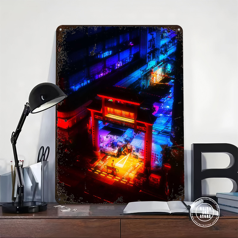 홍콩 블루 마켓 포스터 맞춤형 빈티지 금속 간판 벽 장 - Retro Gaming Market 리뷰 및 가격