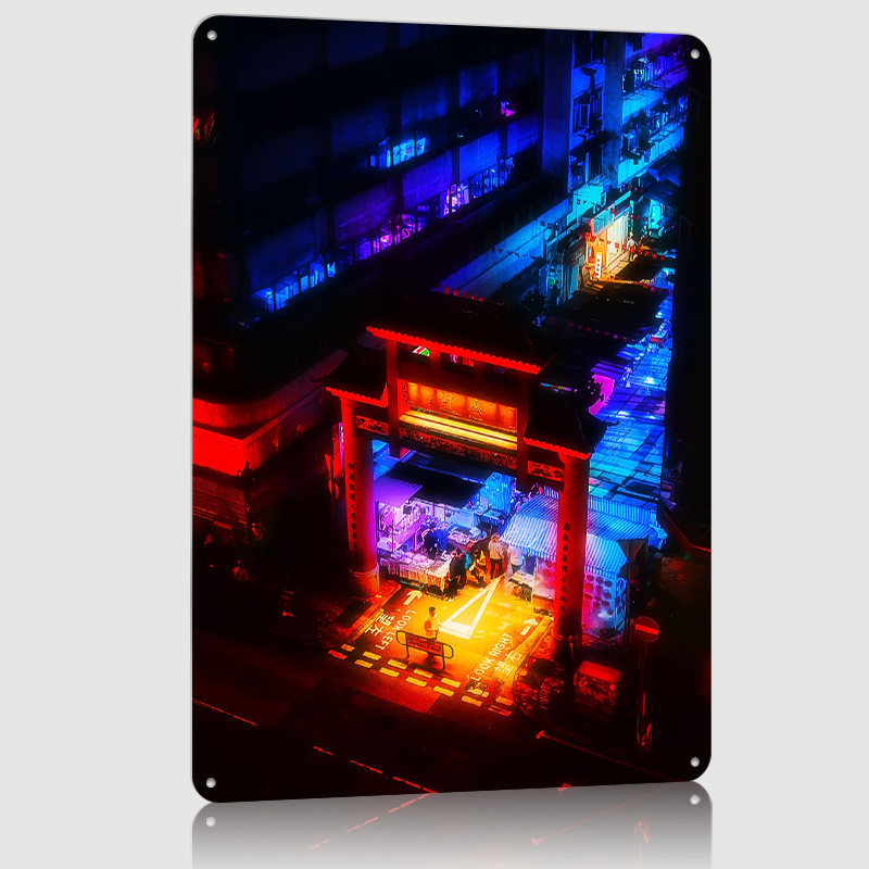 홍콩 블루 마켓 포스터 맞춤형 빈티지 금속 간판 벽 장 - Retro Gaming Market 리뷰 및 가격