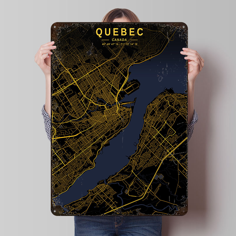 퀘벡 골든 맵 포스터 맞춤형 빈티지 금속 간판 벽 장식 - Retro Gaming Quebec 리뷰 및 가격