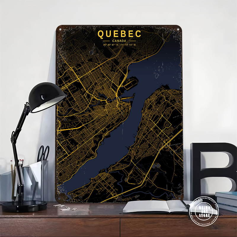 퀘벡 골든 맵 포스터 맞춤형 빈티지 금속 간판 벽 장식 - Retro Gaming Quebec 리뷰 및 가격